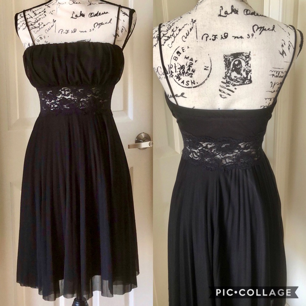 Charlotte Russe Black Lace Sheer Waist Dress size Small